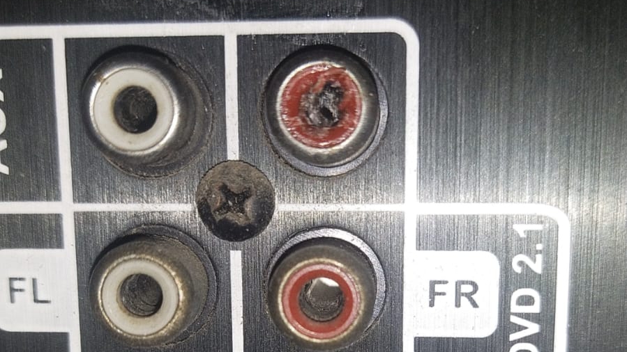 Back pin stuck in F&D; home theater. What do we do now
